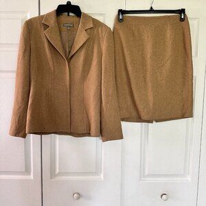 Vintage Valerie Stevens Women's Wool Blend Skirt Blazer Suit 2 Pcs Camel Size 6